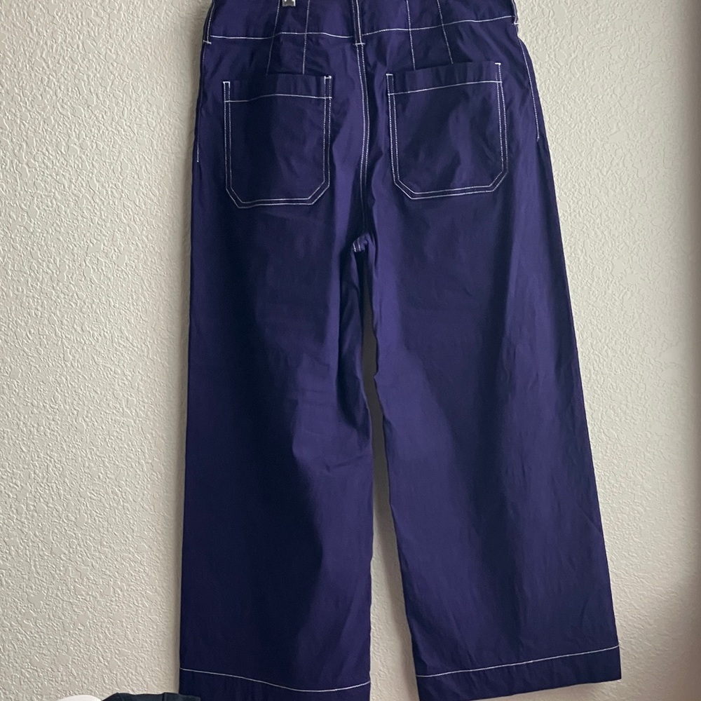 Anthropologie The Colette Crop Wide-Leg Pants by Maeve-Contrast-Stitch Edition - Picture 3 of 13